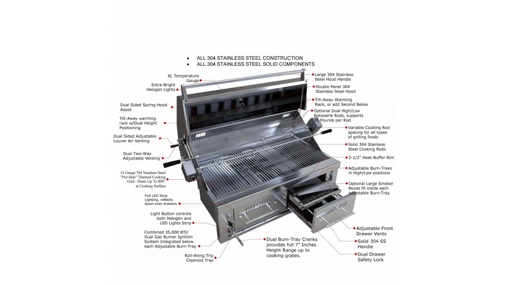 Sunstone 42" Gas Hybrid Dual Zone Built In BBQ - Image 7