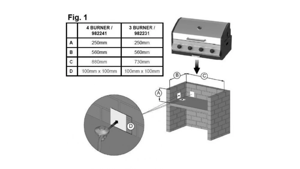 Cadac Meridian 3 Burner Built In Gas BBQ - Image 4
