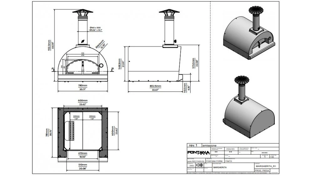 Fontana - Margherita Built In Gas Pizza Oven - Anthracite - Image 2