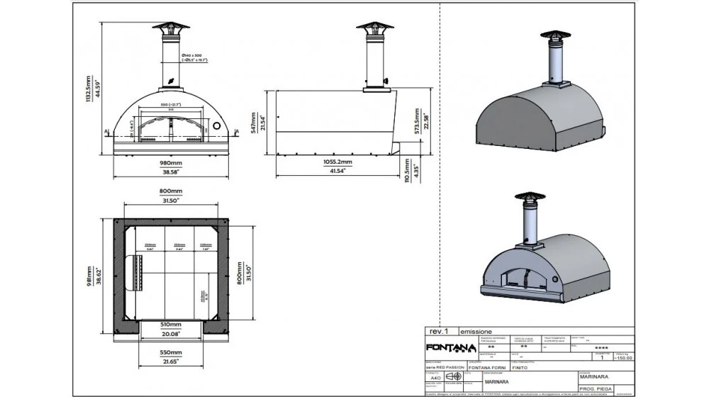 Fontana - Marinara Built In Wood Pizza Oven - Stainless Steel - Image 2