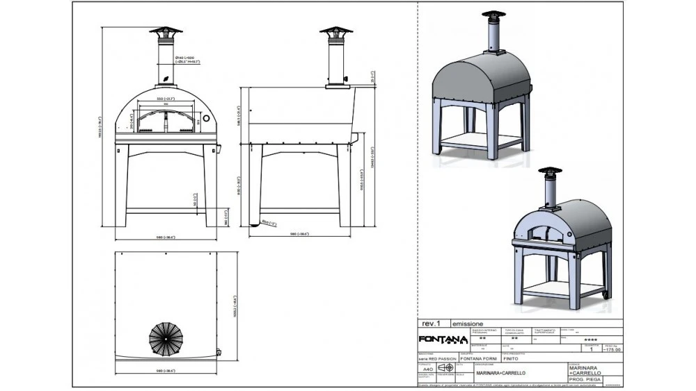 Fontana - Marinara Wood Pizza Oven With Trolley - Stainless Steel - Image 2